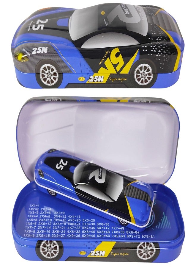 ZAFCO Metal Car Pencil Box for Kids | Compass for Boys | Two in One Pen Box for Students | Car Geometry for School | Pencil Box for Boys | Birthday Return Gift 1 Unit (Blue-Twin) - Image 1